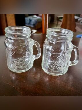 Vintage Glass Golden Harvest Mason Jar Cornucopia Mugs (Set of 2)